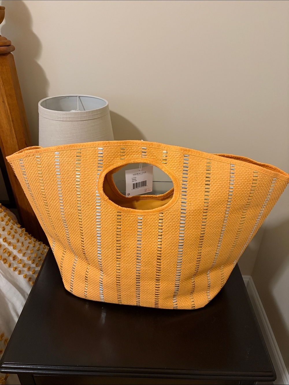 Shiraleah Orange Straw Tote with Silver Accents - Picture 7 of 8